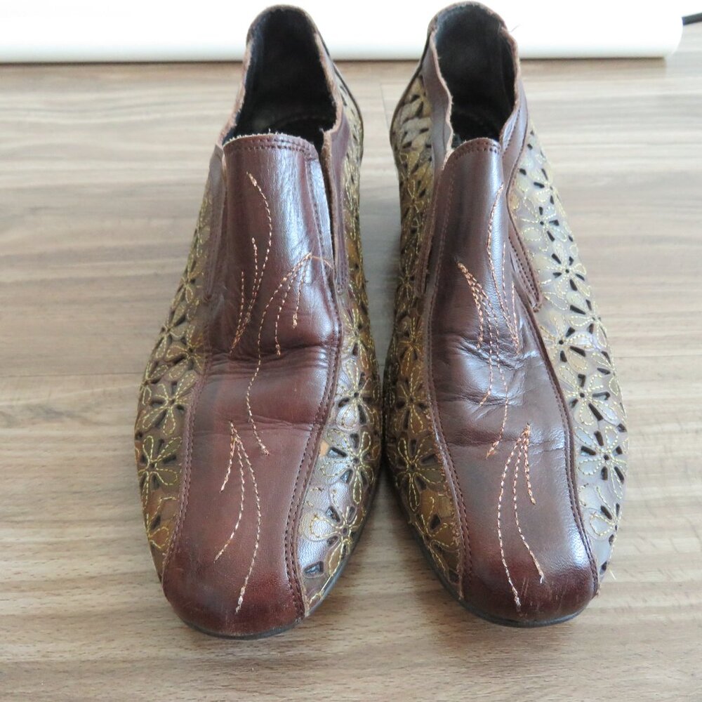 PIKOLINOS Romana Tooled Leather Floral Slip On Comfort Shoes Academia Boho Sz 8 - Picture 7 of 14